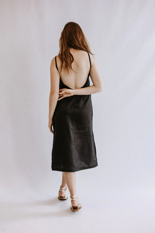 Taeve Africa Low Back Midi Linen Dress