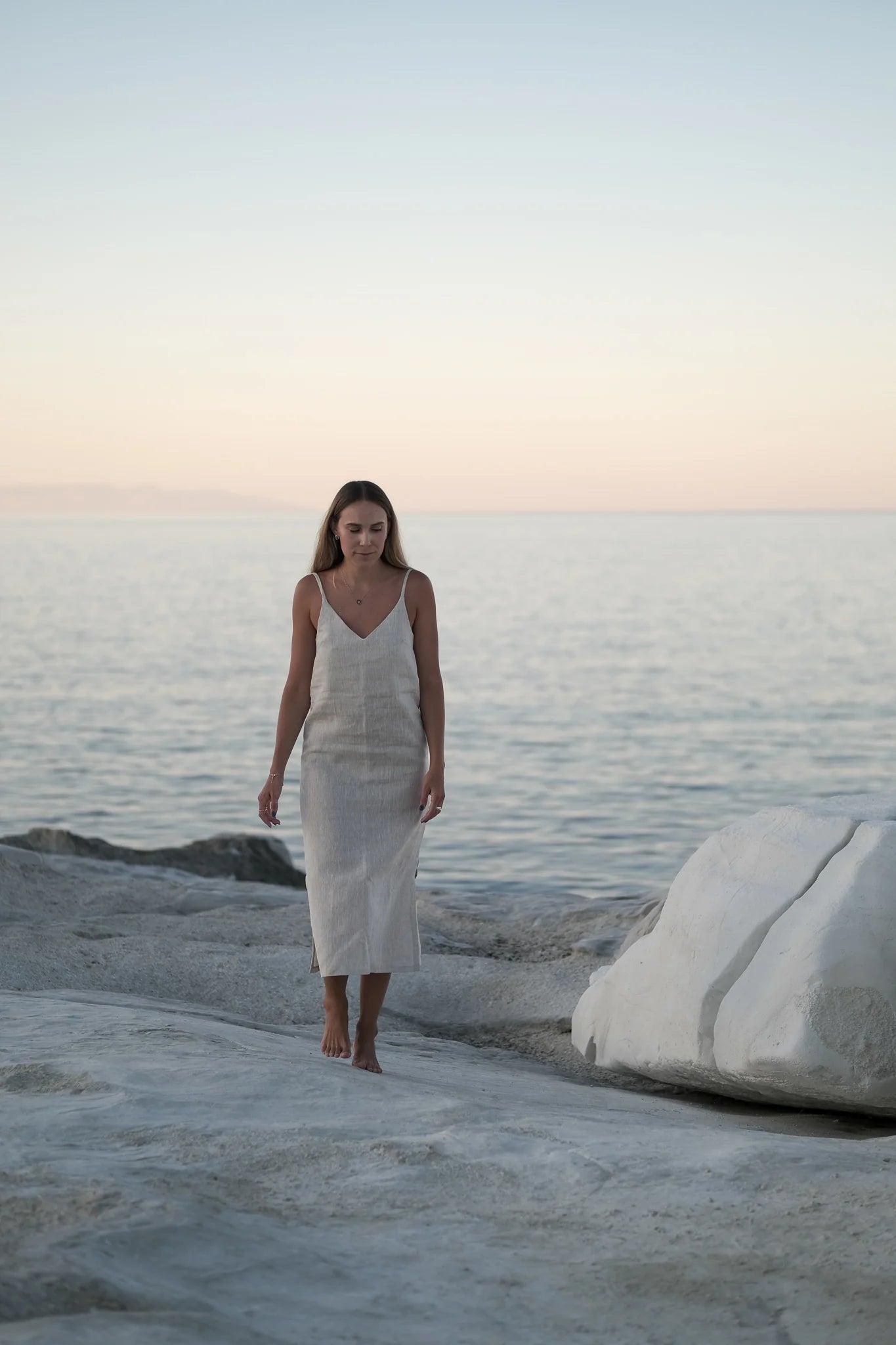Taeve Africa Low Back Midi Linen Dress