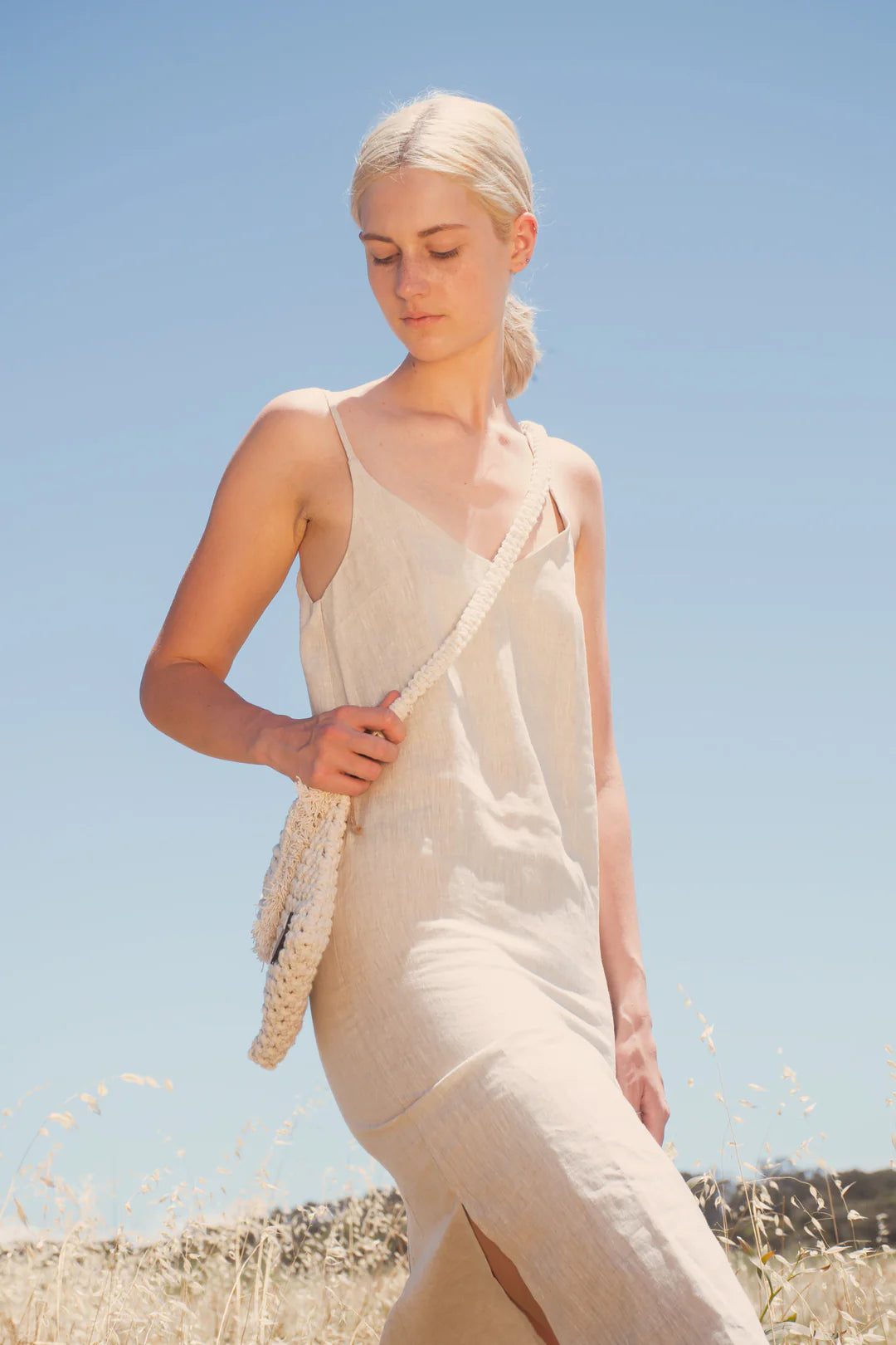 Taeve Africa Low Back Midi Linen Dress
