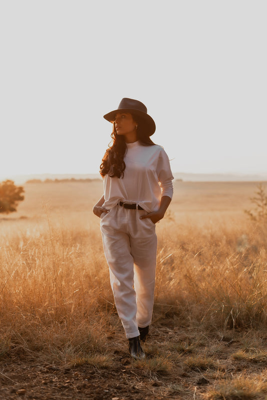 Taeve Africa Tapered Linen Paper Bag pants