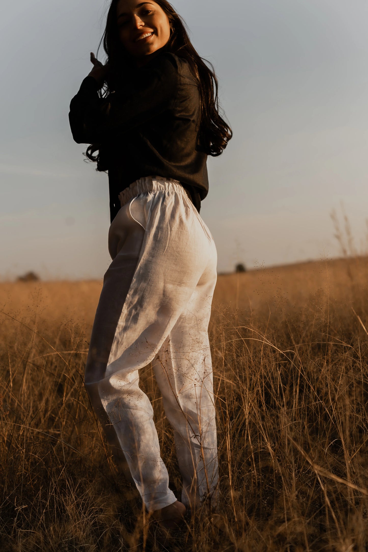 Taeve Africa Tapered Linen Paper Bag pants